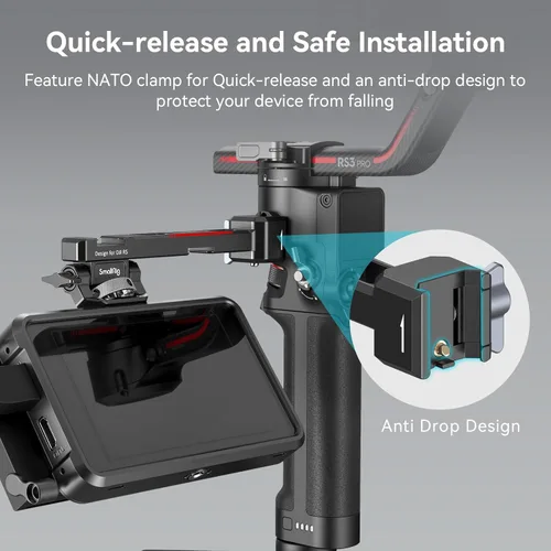 Miniatura 5 de SMALLRIG Montura Ajustable de Monitor de Cámara con Liberación Rápida, Abrazadera NATO, Montaje de Zapata Fría, Diseño Anti-Giro para DJI RS 4