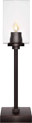 Miniatura 11 de Toltec Lighting Luna Accent - Lámpara de mesa, acabado de granito oscuro, cristal cuadrado de burbujas ahumadas de 3.5 pulgadas