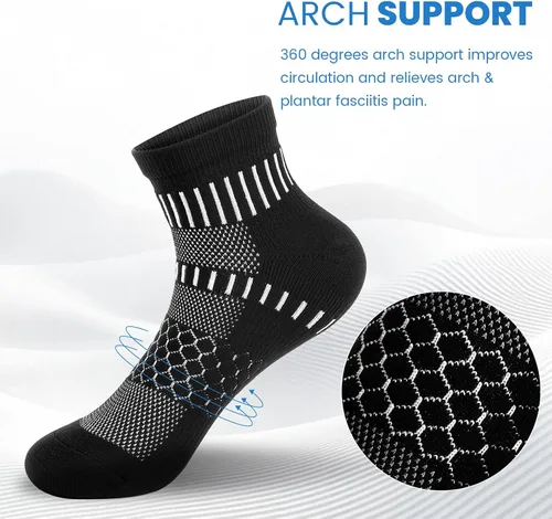 Miniatura 2 de IRAMY Calcetines de compresión de tobillo para hombres y mujeres, acolchados, para correr, atléticos, alivio de la fascitis plantar, 2/4/6 pares