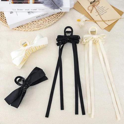 Miniatura 7 de Zkptops 4 pinzas para el cabello para mujeres y niñas, abrazaderas de satén para mujeres y niñas, bonitos pasadores de mandíbula antideslizantes