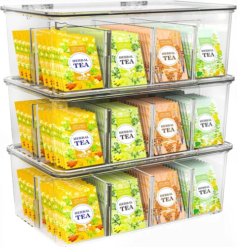 Miniatura 10 de Utopia Home - Organizador de bolsas de té con tapas, (1 unidad) Caja de almacenamiento transparente para despensa - Organizadores de partición