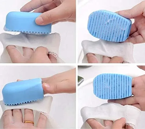 Miniatura 6 de 2 piezas de color caramelo mini tabla de lavado de silicona creativa de mano para lavandería, perfecta para limpiar collares difíciles de limpiar