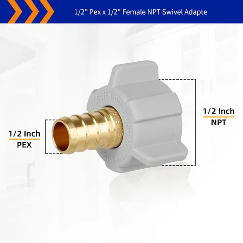 Miniatura 2 de (Znkiok Paquete de 10) Adaptador giratorio NPT hembra de 1/2 pulgada PEX x 1/2 pulgada, accesorios de engarce de latón, conector de agua potable sin