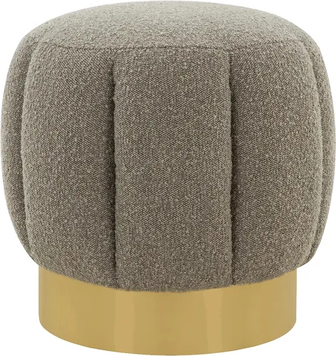 Miniatura 8 de SAFAVIEH Couture Collection Maxine Glam - Otomana redonda tapizada de terciopelo negro/canal dorado para sala de estar, dormitorio, taburete