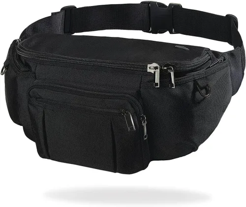 Riñonera deportiva para hombres y mujeres, riñonera al aire libre con 6 bolsillos con cremallera, bolsa de gran capacidad con cinturón ajustable