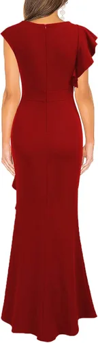 Miniatura 2 de WOOSEA - Vestido largo ceñido de cóctel estilo sirena con apertura lateral para mujer