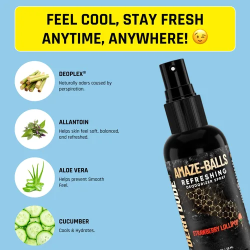 Miniatura 31 de Derm Dude Amaze Ball - Desodorante en aerosol para hombres Spray antirozaduras para ingle y saco con DeoPlex y aloe vera Control de olores