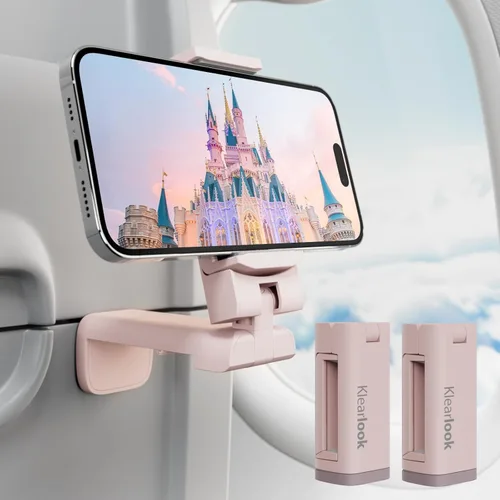 Miniatura 10 de Klearlook - Paquete de 2 soportes universales para teléfono de avión, rotación de 360 grados, soporte de teléfono esencial de viaje para escritorio