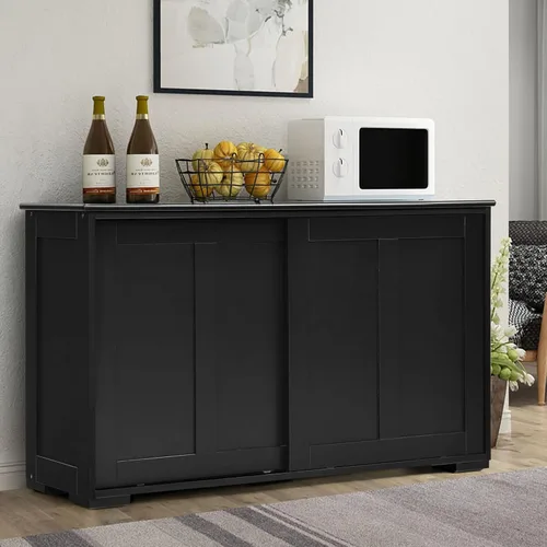 Miniatura 8 de Costzon Aparador Buffet Gabinete, Gabinete de Almacenamiento de Cocina de Madera con Estante Ajustable, Puerta Corrediza de Granero, Gabinete