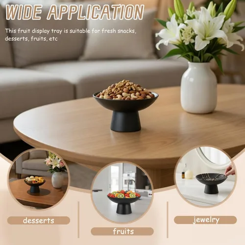 Miniatura 2 de Cabilock Bandeja de frutas de cerámica con patas altas para frutero decorativo para encimera de cocina, ideal para fiestas, aperitivos, postres