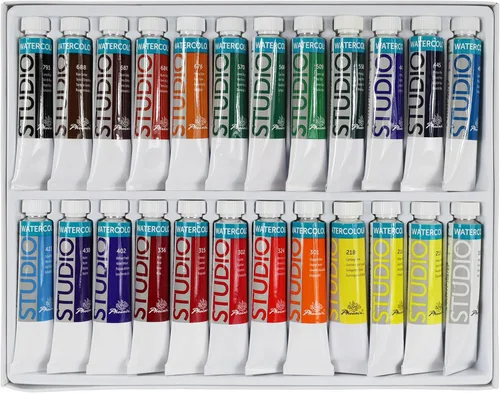 Miniatura 4 de PHOENIX Juego de tubos de pintura de acuarela, 24 x 0.4 fl oz / 0.4 fl oz, juego de pintura de acuarela no tóxica para adultos, suministros de 24 x
