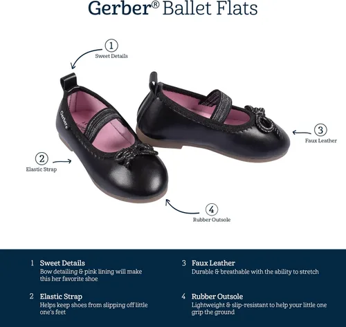 Miniatura 5 de Gerber Zapato plano de ballet para cuna para bebé niña