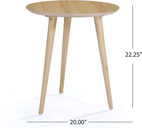 Miniatura 3 de Evangeline - Mesa auxiliar de madera acabada con superposición de madera sintética (roble natural)