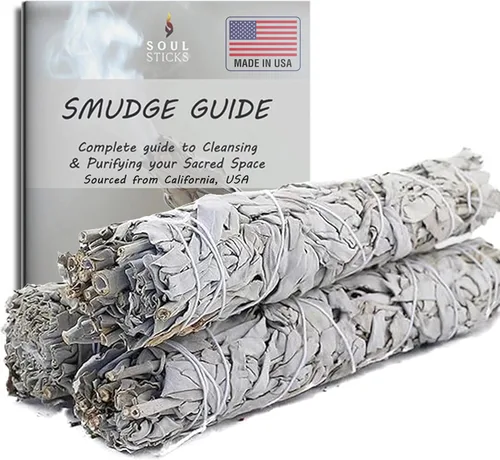 Miniatura 10 de SOUL STICKS Paquete de 3 Palos de Salvia Blanca Orgánica de 4 Pulgadas para Sahumerio Cantidades a Granel para Limpieza del Hogar, Meditación