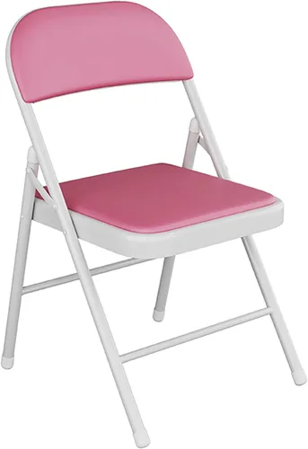 Silla plegable con asiento acolchado de piel sintética, silla plegable ergonómica de metal con respaldo, silla portátil básica para oficina en casa,