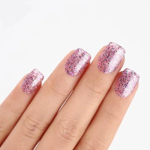 Miniatura 3 de Esmalte de uñas de gel, 1 unidad de 0.5 onzas líquidas, esmalte de uñas de gel rosa transparente colorido con purpurina, esmalte de uñas en gel que