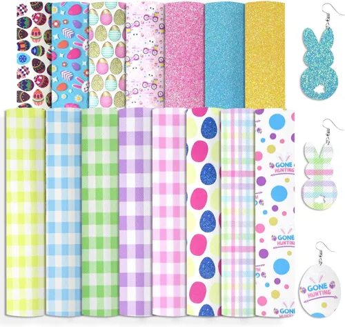 Miniatura 7 de Hying 8 hojas de cuero sintético rosa de San Valentín para manualidades, hoja de cuero sintético con purpurina de 8 x 13 pulgadas, hojas de tela