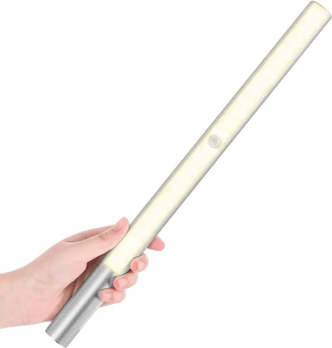 BLS T402 - Luz LED para armario, funciona con pilas, iluminación inalámbrica superbrillante para debajo del armario, luz con sensor de movimiento,