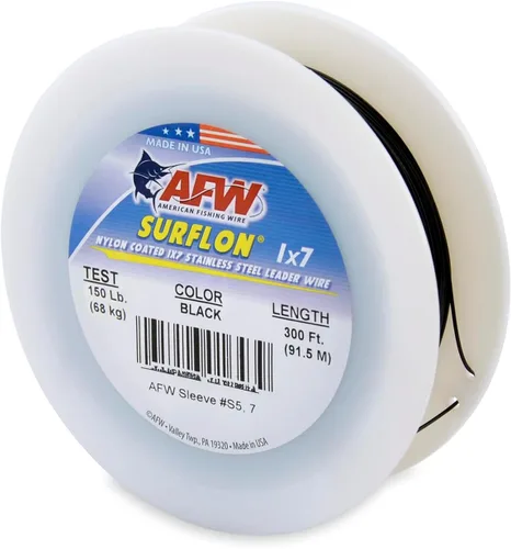 Miniatura 88 de Alambre de pesca americano Surflon recubierto de nailon 1x7 de acero inoxidable, línea líder de pesca para agua salada, prueba de 10 libras - prueba