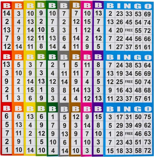 SEETOOOGAMES Tarjetas de papel para juego de bingo – 3 cartas – 100 libros de 10 hojas