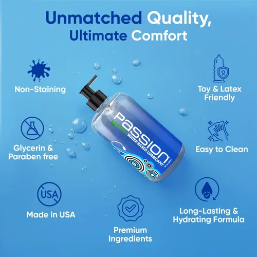 Miniatura 5 de Passion Lube Lubricante Personal Natural a Base de Agua Paquete de Valor, Paquete de 16 Fl Oz y 34 Fl Oz - Fórmula Premium, No Pegajosa, Fácil
