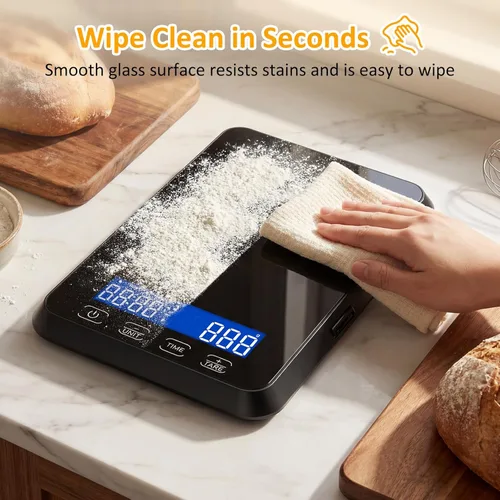 Miniatura 6 de Letron Báscula de alimentos de alta precisión de 33 lb / 0.1 oz para pan de masa madre, 7 unidades integradas, función de sincronización y tara