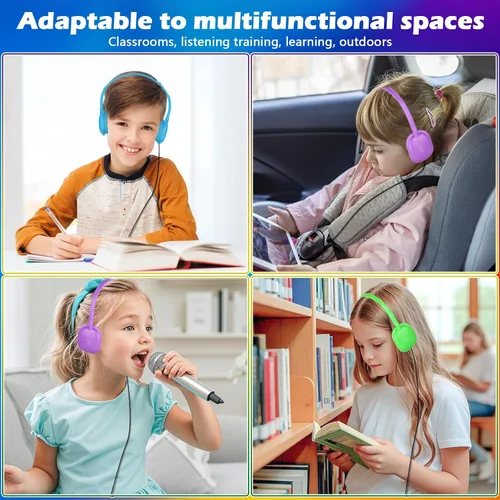 Miniatura 7 de Paquete de 10 auriculares para niños a granel para la escuela, auriculares al por mayor para estudiantes, adolescentes, niños, conector de 0.138 in