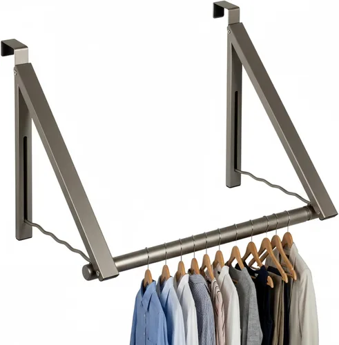 Miniatura 10 de HOLDN' STORAGE Colgador para colgar sobre la puerta, organizador plegable para colgar ropa, abrigos y toallas, ideal para dormitorios, lavandería