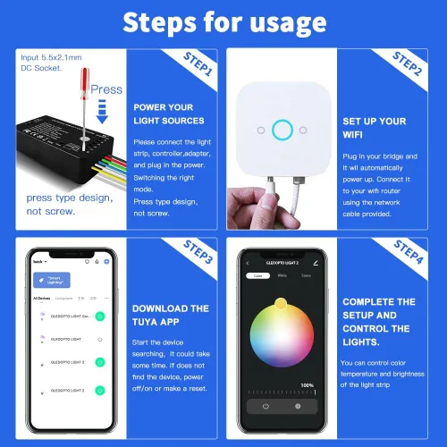Miniatura 8 de GLEDOPTO Zigbee Pro RGBCCT Controlador de tira LED RGB CCT RGBW RGBWW 5 en 1 Compatible con SmartThings Amazon Echo Plus App/Control de voz