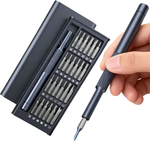 Juego de destornilladores de precisión 24 en 1, kit de herramientas de reparación magnético de acero S2 mejorado para electrónica, iPhone, laptop,