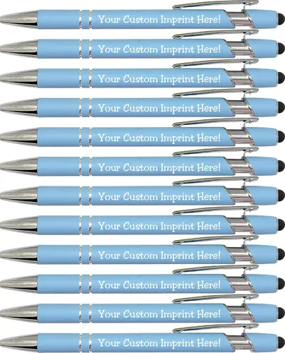 Miniatura 9 de ExpressDesigns™ - Bolígrafos personalizados pastel premium con lápiz óptico Bolígrafos personalizados de metal suave al tacto con tinta negra