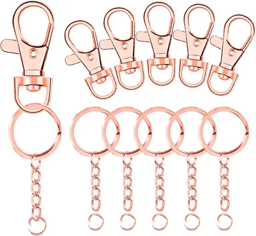 Miniatura 7 de 100 ganchos a presión con cordón y llaveros con cadena y anillos de salto para llavero, accesorios de manualidades de joyería