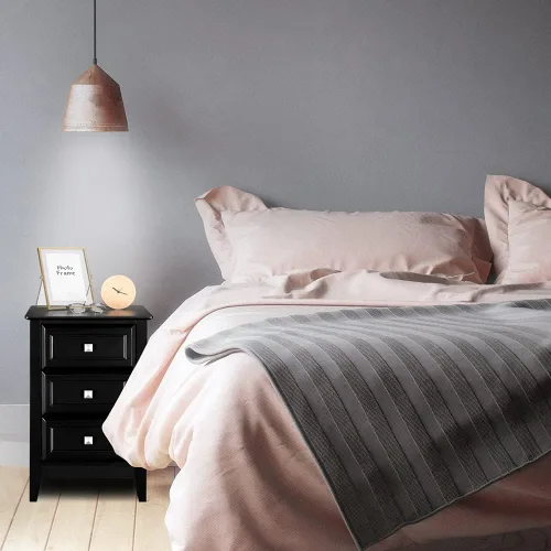 Miniatura 9 de Bonnlo - Juego de 2 mesitas de noche con 3 cajones de almacenamiento para el dormitorio, la sala de estar o la habitación de los niños, color negro