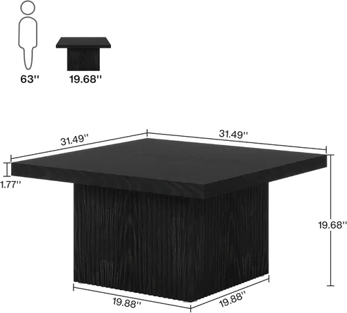 Miniatura 2 de Tribesigns - Mesa de café cuadrada, mesa de café acanalada de 31.5 pulgadas, mesa de centro moderna de mediados de siglo para sala de estar, mesa