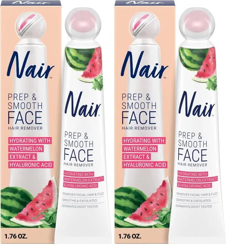 Miniatura 11 de NAIR Prep & Smooth Crema depilatoria exfoliante facial para mujeres, eliminación eficaz del vello para piel suave con ácido hialurónico, 1.76 onzas