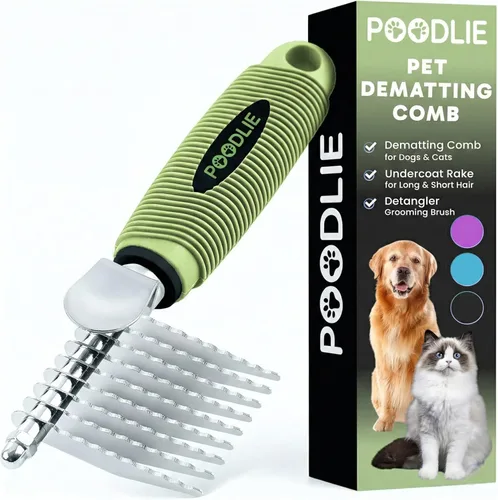 Miniatura 19 de Poodle - Peine Rastrillo Desenredante para Perros y Gatos - Cuchillas Largas de Acero de Seguridad de 2.5" Peine de Metal para Desenredar Pelo