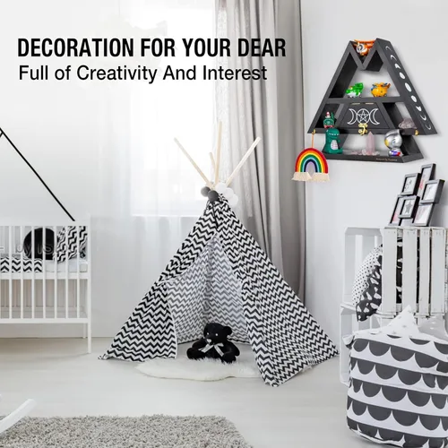 Miniatura 7 de Pracaniz - Estante de cristal con cajón abatible y ganchos para pared y escritorio, soporte de cristal como decoración de habitación estilo bruja