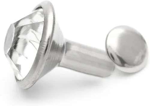 Miniatura 3 de CRAFTMEMORE 50 juegos de remaches de diamantes de imitación transparentes blancos con diamantes de imitación rápidos para decoración de Ajuste de oro