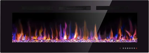 Miniatura 9 de Chimenea eléctrica de 42 pulgadas empotrada en la pared y montada en la pared, calentador de chimenea de 1500 W y chimenea lineal