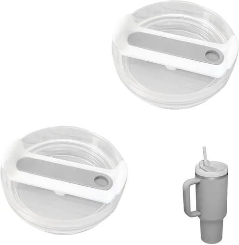 Miniatura 13 de Tapa de Vaso de 40 OZ Compatible con Stanley Quencher, Paquete de 2 Tapas de Vaso de Acero Inoxidable a Prueba de Derrames y Resistentes a