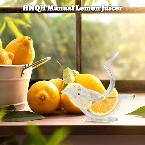 Miniatura 6 de HNQH Exprimidor manual de limón, exprimidor manual de rodajas de limón acrílico, exprimidor de frutas transparente portátil, forma de pájaro