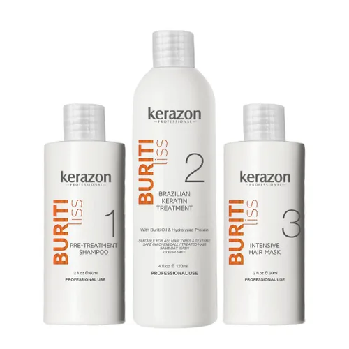 Miniatura 10 de Tratamiento de Keratina Brasilera 34 fl. oz/1 L Importado KIT con bombas Buriti Liss de KERAZON Profesional