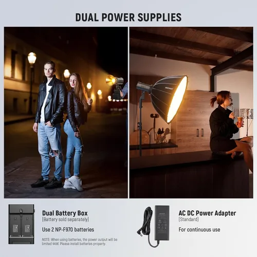 Miniatura 9 de NEEWER MS150B 130W Luz de vídeo LED bicolor, iluminación de fotografía portátil mini COB con control de aplicación, modo 2.4G, montaje Bowens