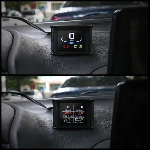 Miniatura 2 de X AUTOHAUX 2.2 Pulgadas Mini HUD Head Up Display para Coche Tablero Velocímetro Digital Multifunción Pantalla de Datos Alarma de Error TFT LCD