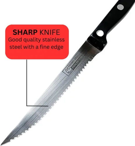 Miniatura 3 de ToolUSA KITCHEN DIVA - Paquete de 2 cuchillos de carne dentados de 8.5 pulgadas Construcción de acero inoxidable Cuchillas dentadas afiladas