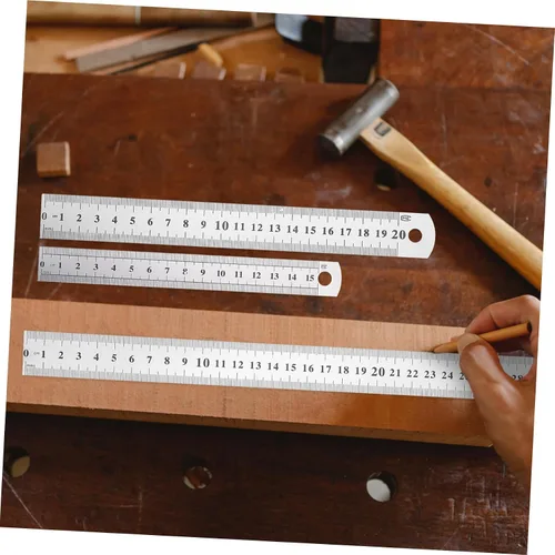 Miniatura 6 de 3 reglas de acero inoxidable de doble cara, herramientas de medición engrosadas para ingeniería de carpintería y plata