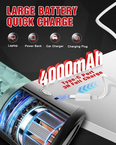 Miniatura 3 de Licuadora portátil, mini licuadora personal de 20 onzas para batidos y batidos, pequeña licuadora de 240 W recargable por USB con 6 cuchillas y tapa