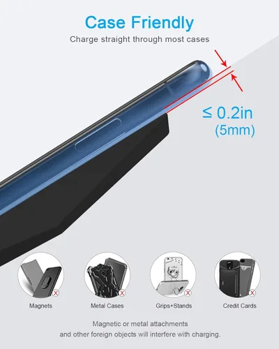 Miniatura 6 de Soporte de carga inalámbrico rápido, equipado con adaptador PD de 30 W, cargador de alta velocidad certificado Qi con puerto USB-A adicional Negro