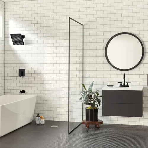Miniatura 8 de Grifos de baño negros, grifo de lavabo de baño de 2 asas, grifo de lavabo de baño central de 4 pulgadas con drenaje desplegable y líneas de Negro