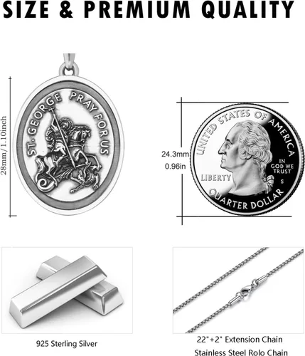 Miniatura 60 de Collar de plata de ley 925 con medalla de San Patrón, colgante de protección católica, amuleto, joyería religiosa para hombres y mujeres